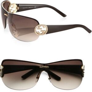 Gucci Gold and Brown Sunglasses